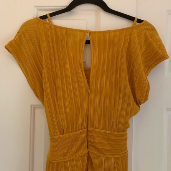 Anthro mustard tie-waist lined jumpsuit - Picture 3 of 4